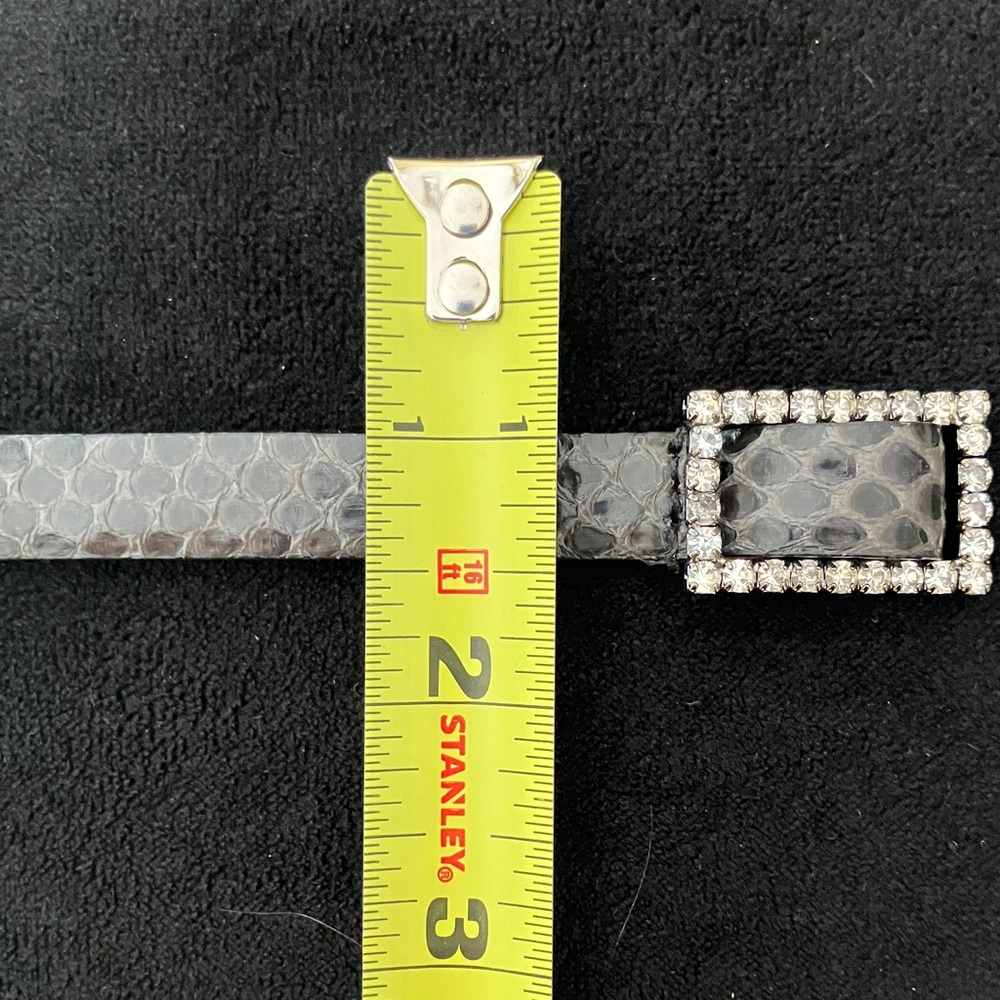 Vintage Python Leather Skinny Belt Rhinestone Buckle Neiman Marcus S - Picture 11 of 14